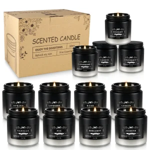 12 Pieces of Gradient Black and White Scented Candles,